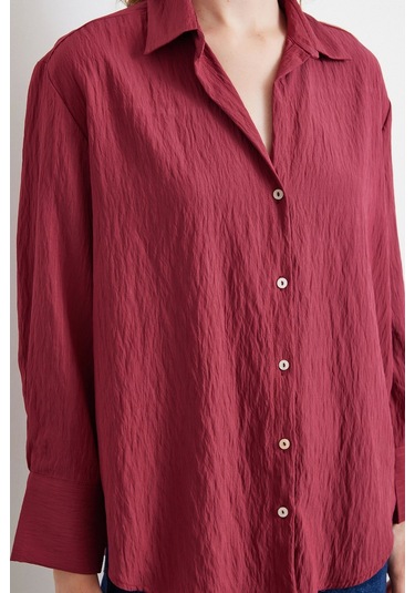 Paralel Çizgili Gömlek Bordo Bordo