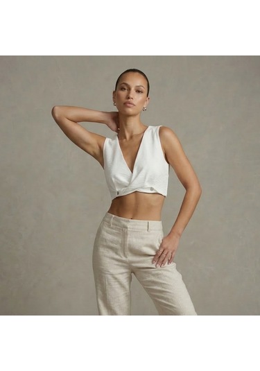 Vaura Z Burgulu Crop Top Beyaz
