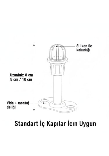 Silikon Uçlu Metal Kapı Stoperi 5 Adet Kapıya Monte Kapı Tamponu Sessiz Darbe Emici