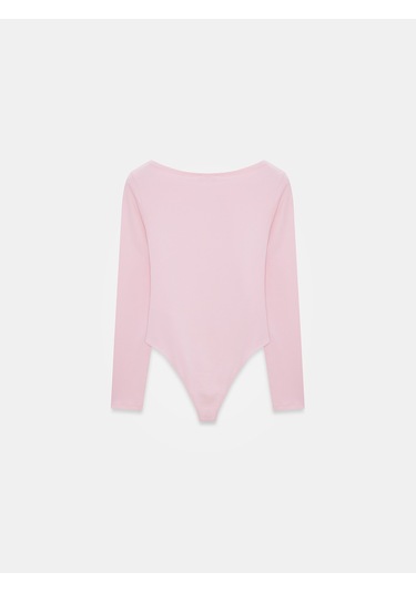 Dilvin 32549 Kayık Yaka Bodysuit-toz Pembe Toz Pembe