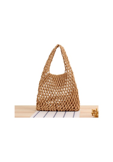 Suntek Omuz Çantası Saplı Çanta Plaj Tote Kadın Kahverengi Kahverengi