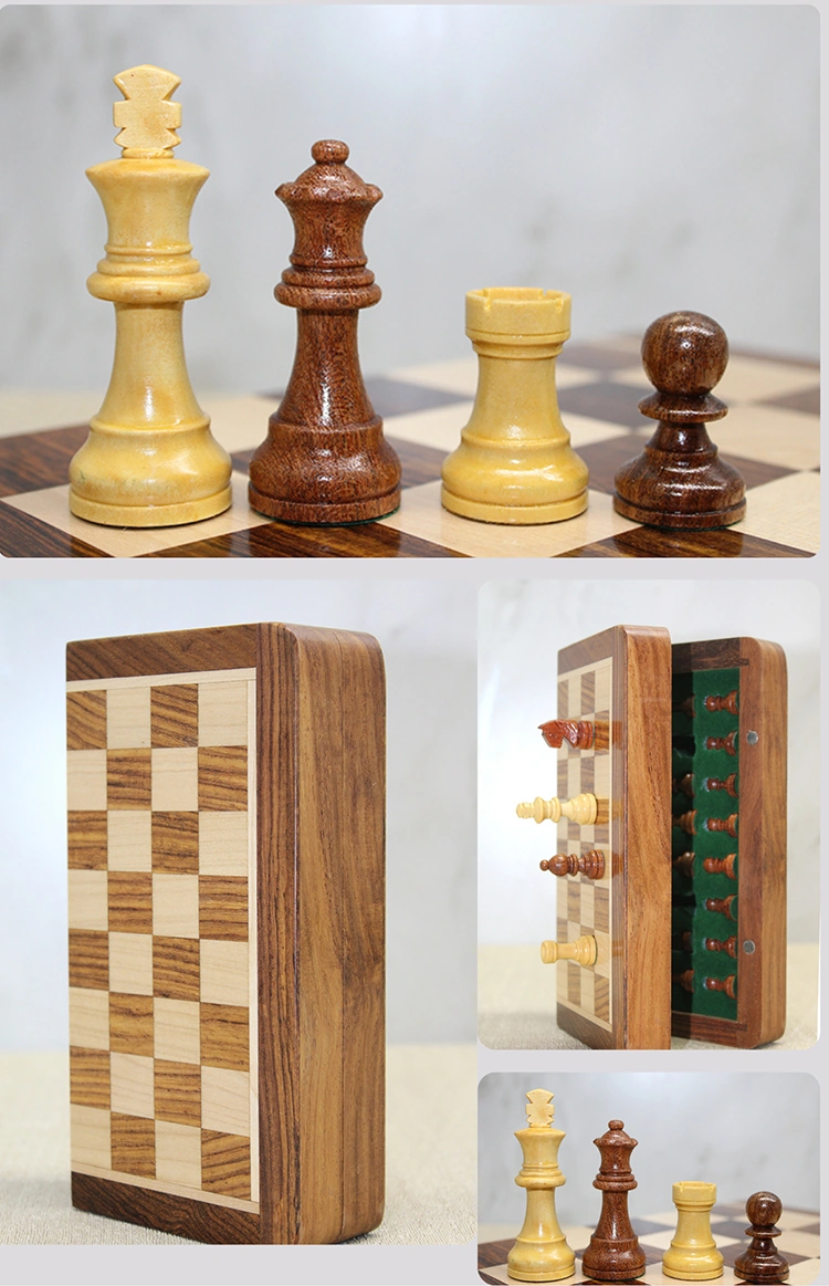 Mıknatıs Taşlı Ahşap Katlanabilir Kutulu Satranç Oyunu 17.5 Cm - 9040638476229rx8