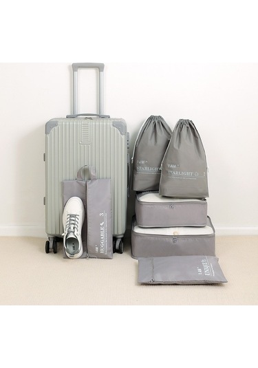 Fortunelane 6'lı Seyahat Giyim Çantası Seti - Gri Ev/seyahat - Kolay Organize Edici Çanta Gri