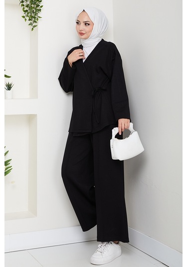 Kimonolu Oysho İkili Takım 1623 - Siyah Siyah