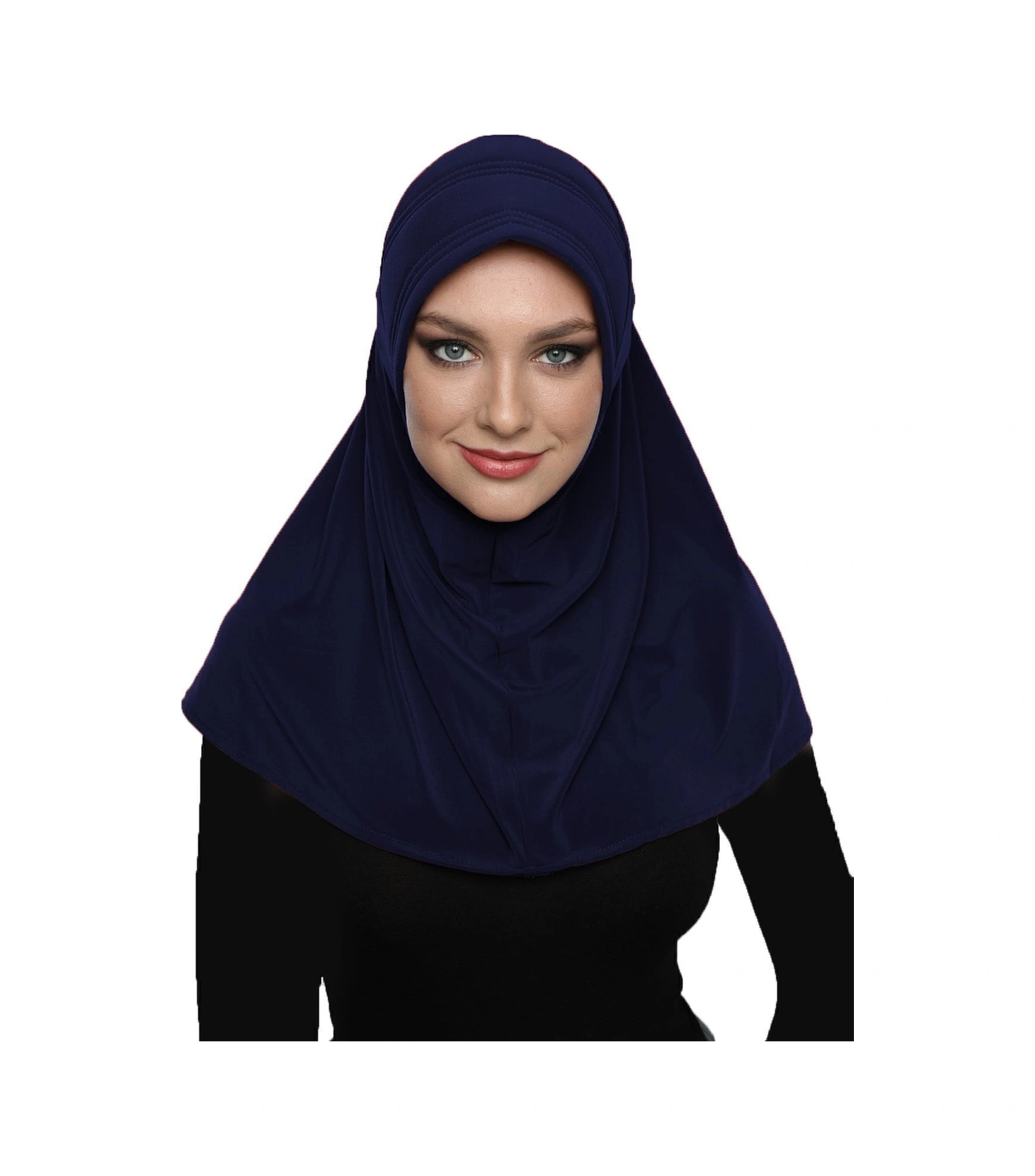 Takmatik Sade Lacivert Hazır Türban Tesettür Havuz Bonesi Namaz Örtüsü Lacivert