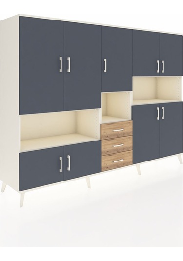 Hyperion Dolap 13 Raflı 3 Çekmeceli 9 Kapaklı 220x44x163 Aytaşı-a Aytaşı-antrasit/çam