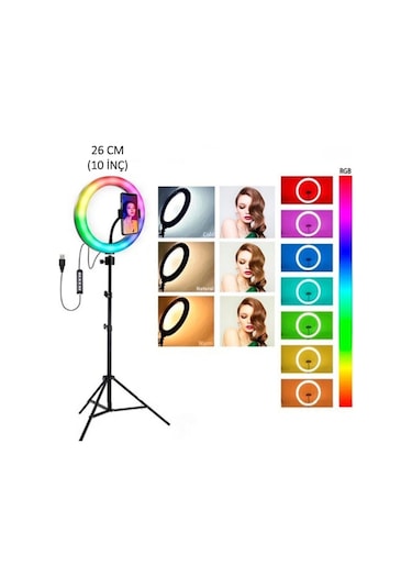Mj26 10 Inç Rgb Ring Fill Light Selfie Led Işık Renksan