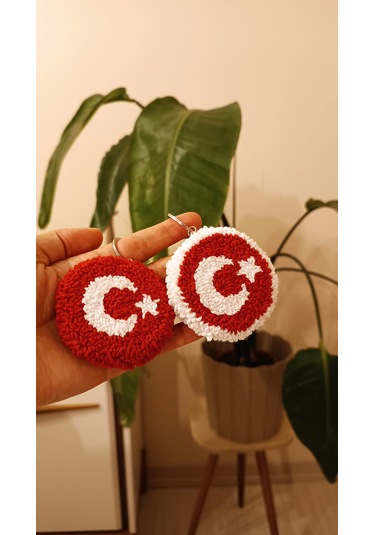 2'li Türk Bayrağı Anahtarlık Charm Beyaz - Kırmızı