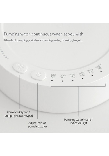 Besthome1 4w 1800mah Bataryalı, Usb Type-c Şarjlı, Otomatik Soğuk Su Alma Cihazı, Beyaz Çelik Masaüstü Pompası Beyaz