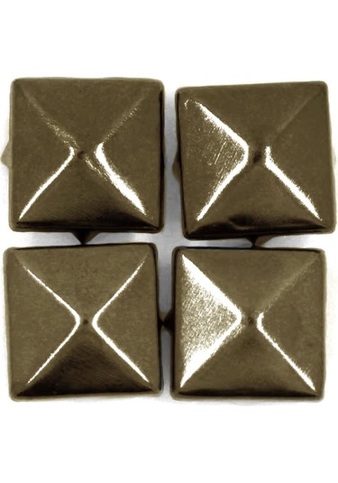 Süs Tırnaklı Antik Renk Çakma Kare Piramit 7 Mm 20 Adet Metal Trok