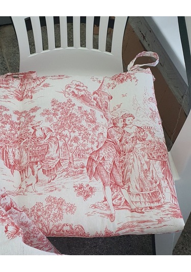 Bordo Fransız Köylüleri Keten Pofidik Sandalye Minderi