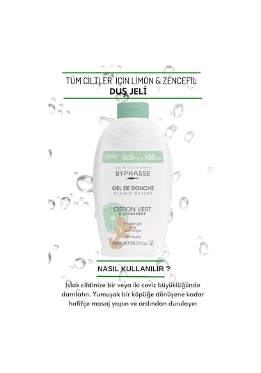 Byphasse Plaisir Natura Limon & Zencefil Duş Jeli 600 ML