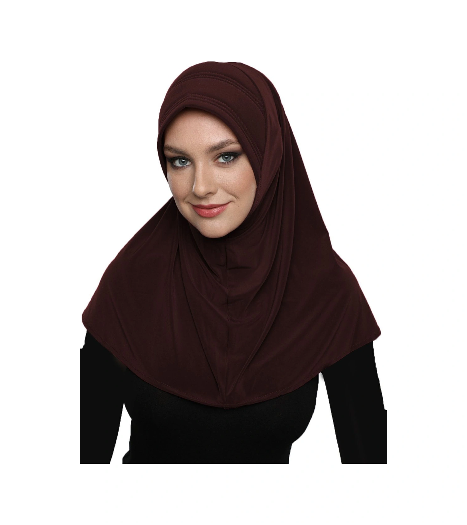 Takmatik Sade Kahve Hazır Türban Tesettür Havuz Bonesi Namaz Örtüsü Kahve