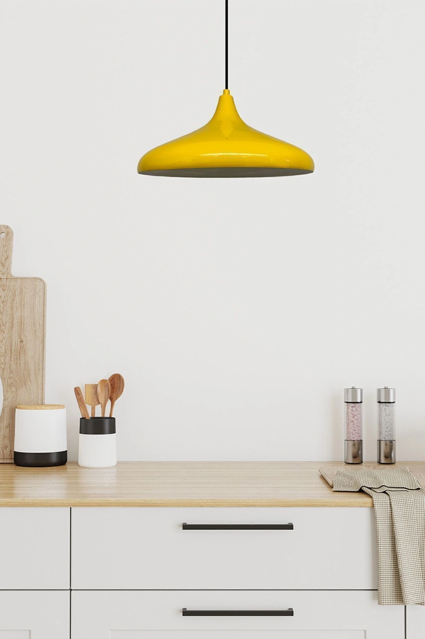 Champion Açık Sarı Tekli Avize Sarkıt Salon Mutfak Ofis Cafe Butik Lamba Aydınlatma Avizeler Açık Sarı