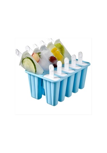Gatherco Popsicle Kalıpları 10 Parça Popsicle Kalıpları Silikonsuz Buz Kolay Çıkarılan Popsicle Kalıbı 10 Çubuk Buz Kolay 10 Mavi