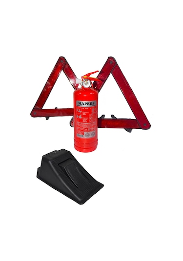 Mapeks Araç Yangın Tüpü 1 Kg ve 2 Adet Reflektör ve Kayma Takozu