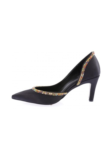 Dgn 1328 Kadin Transparan Detayli Stiletto 1328-2150-R1671 Siyah Saten Dgn 1328 Kadin Transparan Detayli Stiletto 1328-2150-R1671 Siyah Saten