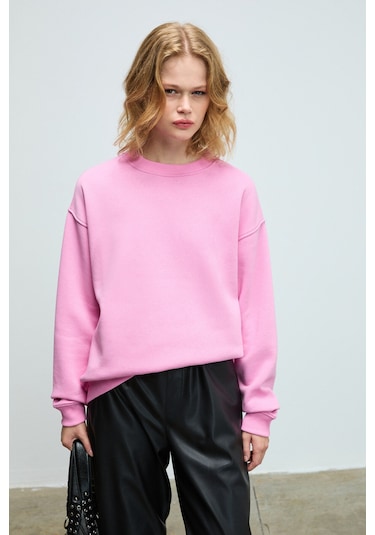 Grimelange Susana Kadın Bisiklet Yaka İçi Polarlı Oversize Fit Basic Açık Pembe Sweatshirt Açık Pembe Grimelange Susana Kadın Bisiklet Yaka İçi Polarlı Oversize Fit Basic Açık Pembe Sweatshirt Açık Pembe