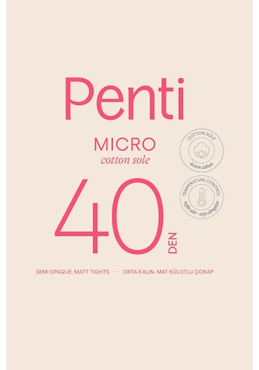 Penti Mikro 40 Opak Mat Külotlu Çorap Açık Lacivert