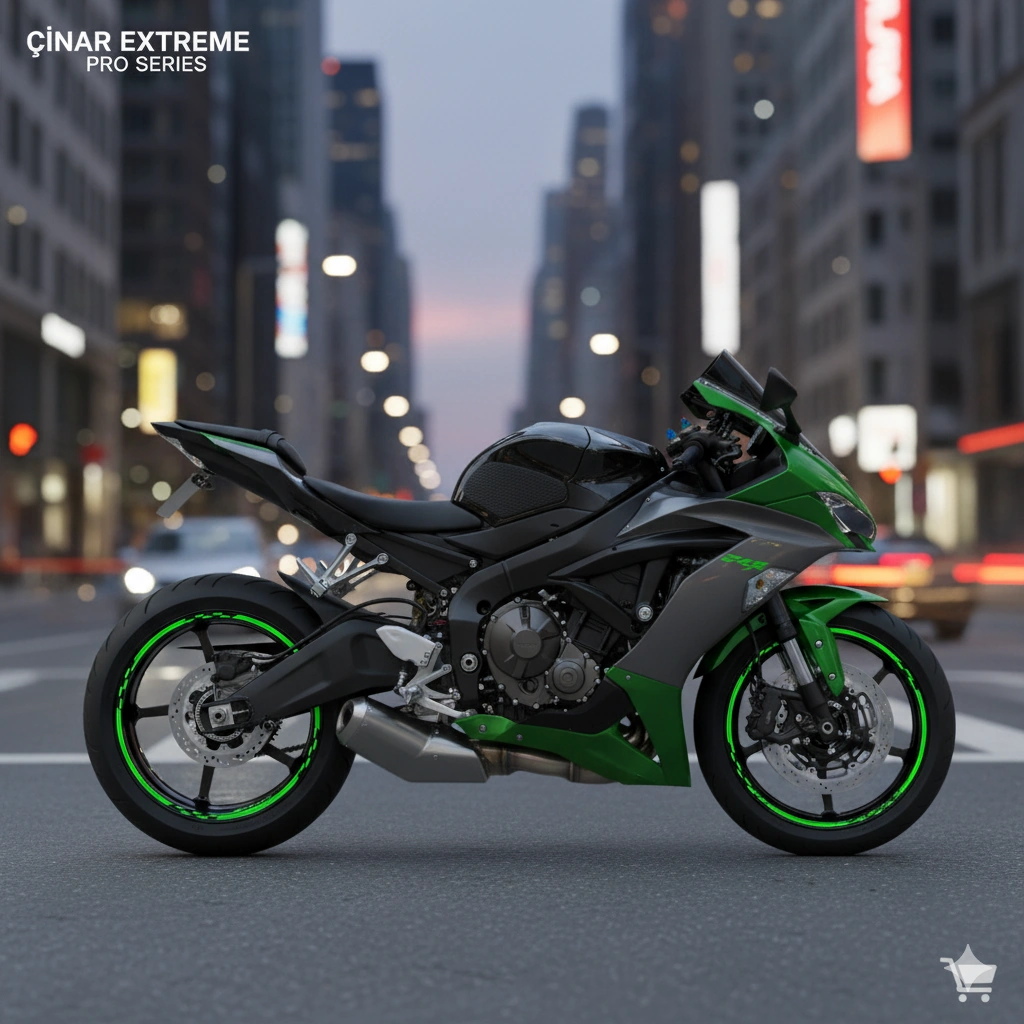 Çınar Extreme Pro Serisi Floresan Neon Yeşil Motor Jant Sticker Seti 16"-17"-18" İç-dış Jant Şerit Takımı Suya Ve Güneşe Dayanıklı Çok Renkli