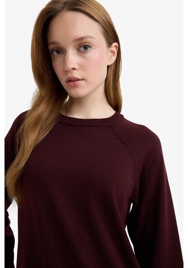 Defacto Regular Fit Bisiklet Yaka Basic Düz Uzun Kollu Tunik C4474ax25wnbr174 Bordo