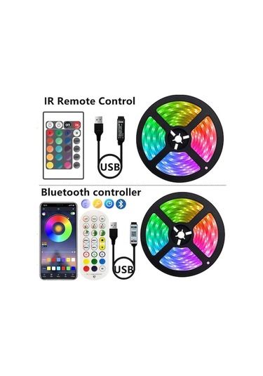 Novahub Usb Bluetooth Rgb Led Şerit Işıklar 1-8m, 5050 5v, Esnek, Tv Masaüstü Ekran Arka Işık, 3key-8m Çok Renkli Led Bant Fita Ev İçin Çok Renkli