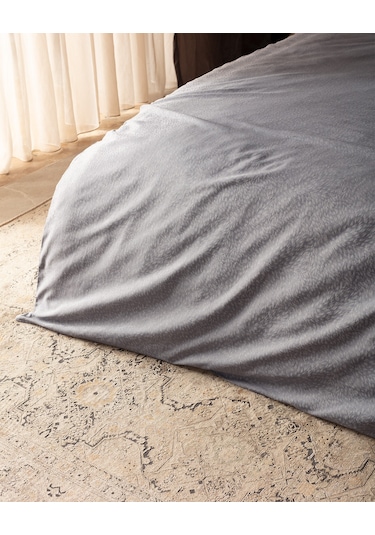 Madame Coco Andre Çift Kişilik Pamuklu Jakarlı Saten Nevresim Takımı - Açık Gri Gri