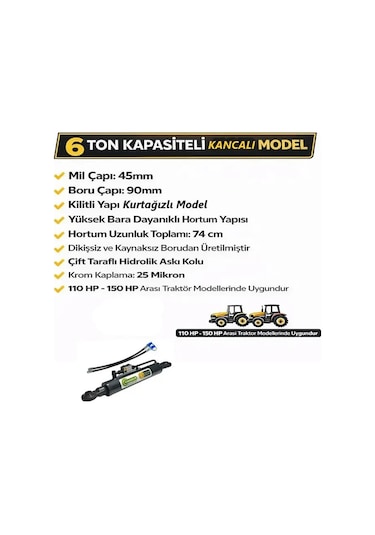 Tarım Garaj Traktör Cat 2 Kancalı Ortakol Hidrolik Lift 55 Cm 6 Ton