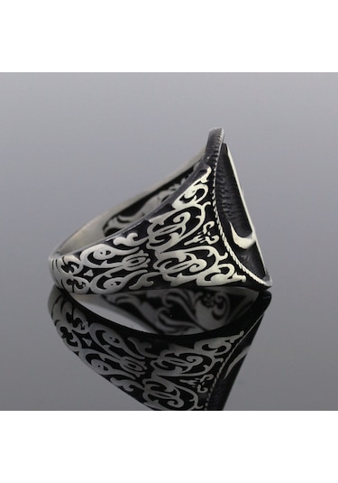 925 Ayar Gümüş Elif Vav Tasarım Erkek Yüzük Gümüş