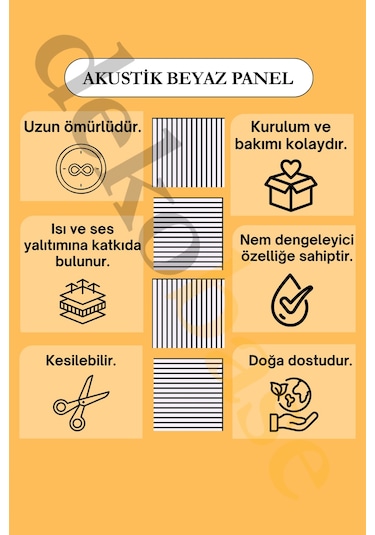 Beyaz 10 Adet 40x40cm Yeni Nesil Akustik Ahşap Duvar Paneli