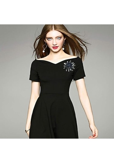 Kadın Gelinler İçin Çiçek Broş Pin Kristal Broş Mavi Oluşturuldu Siyah