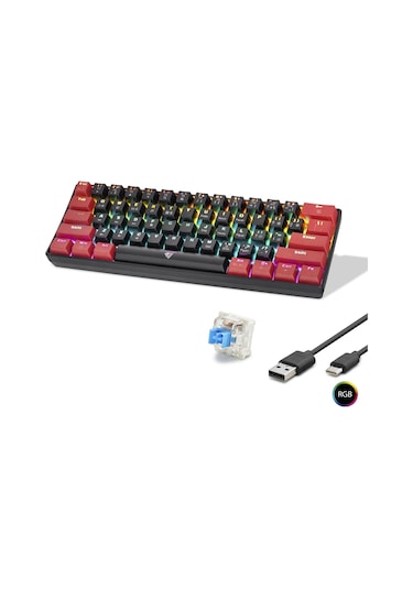 Gaming Mekanik Rgb Klavye Blue Switch - Siyah Kırmızı Mf1701br