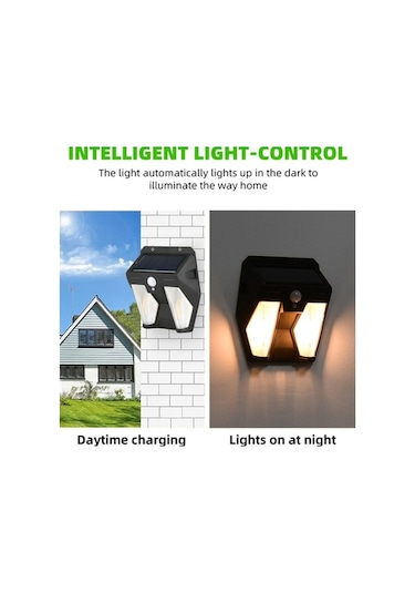 Pazly Sınır Ötesi Açık Su Geçirmez Peyzaj Işık, Güneş Enerjili Bahçe Aydınlatma, İnsan Vücut Sensörlü Duvar Lambası Ty13602 Çift Taraflı Tungsten