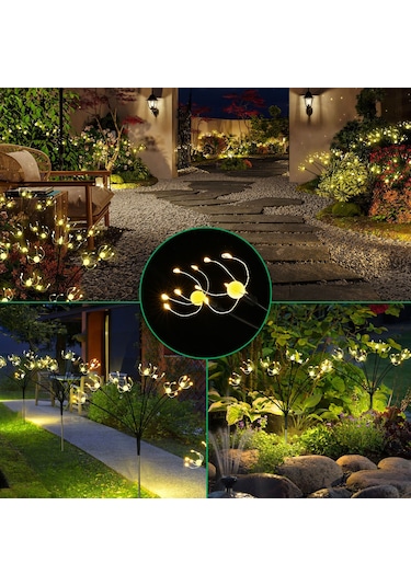 Yunboo Güneş Enerjili 8 Ayağlı Atkı Işığı - 2 Adet, Islak Beyaz Işık, 8-12 Saat Çalışma Süresi, Toplam Yükseklik 37cm, Abs Malzeme