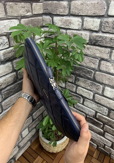 Guard Lacivert Large Capitone Clutch Çanta