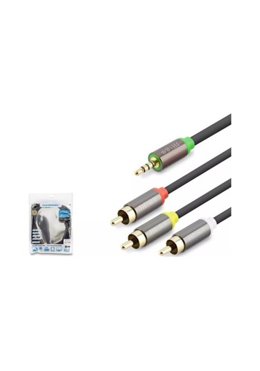 Hadron Hdx1065 3.5mm To 3rca Kablo 2lıne Gold 3m Siyah 1 ADET
