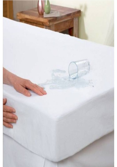 Mycey Çift Kişilik 160x200+ 30 Cm Fitted Pamuk Alez Sıvı Geçirmez Beyaz