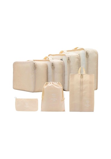 Electric Taşınabilir Seyahat Kozmetik Organizatör Seti 7 Parça Haki Haki