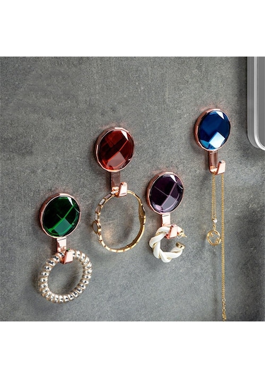 Kırmızı Lüks Sırlı Taşlar Kanca Duvara Monte Mutfak Banyo Kanca Deliksiz Güçlü Traceless Kapı Kanca Kendinden Yapışkanlı Asılı Kanca Kırmızı