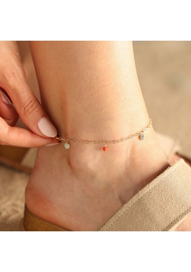 Altın Halhal 14 Ayar İncili&Plakalı Altın