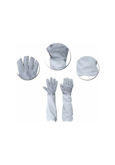 Youmex "4 Parçalı Arıcı Seti: Arıcı Ceketi, Eldiven, Çerçeve Tutucu Ve Fırça - Arı Sokmalarına Karşı Koruma" Beyaz