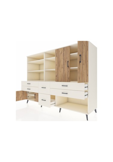 Kronos Dolap 10 Raflı 6 Çekmeceli 4 Kapaklı 220x59x163 Aytaşı-çam Aytaşı-çam/aytaşı