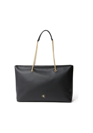 Minimal Monogram Chain Siyah Kadın Tote-8772 Siyah