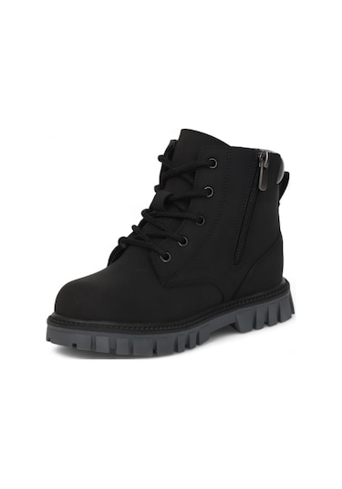 Kidessa 2075 Anatomik Tabanlı Fermuarlı Unisex Çocuk Spor Bot Siyah