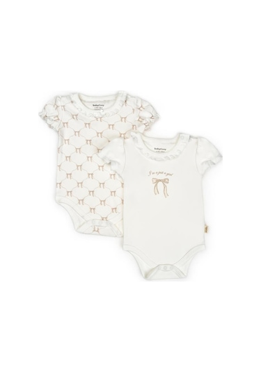 Bebek 2li Kısa Kollu Zıbın Body %100 Organik Pamuk, Bebek-yenidoğan-csy8137 Taş Rengi