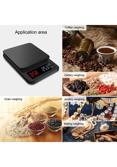 Tongxida Dijital Mini Terazi 10kg 0.1g Lcd Arkadan Aydınlatmalı Cep Elektrikli Ağırlık Gramları Siyah Siyah