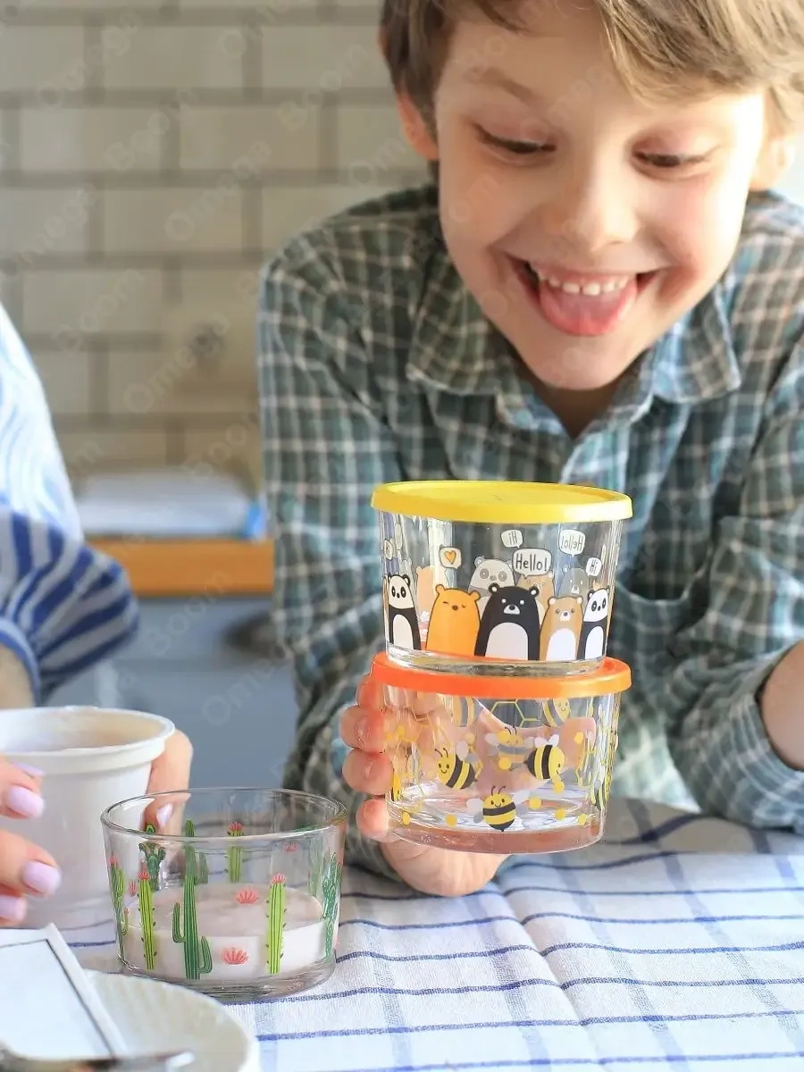 Pıta Cam Yemek Saklama Kabı Hava Geçirmez Çocuk Seti 3 Parça 283249890 Gri