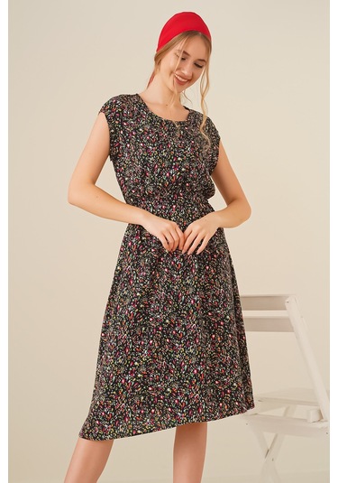 Gabria Kadın Gabria Desenli Elbise Siyah