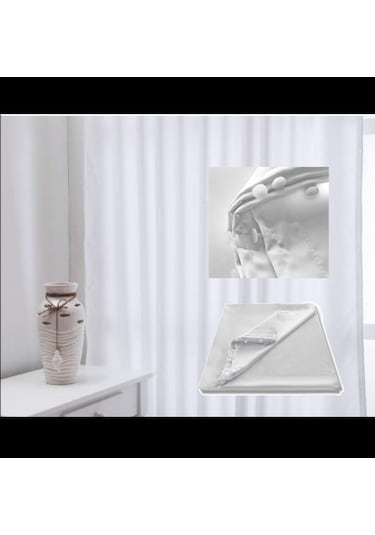 Atlas Saten Lüx Beyaz Güneşlik Perde -Kaliteyi Ucuza Alın- Beyaz