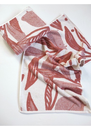 Kiremit Renk Desenli El Havlusu - Yüksek Su Emici & Yumuşak - 45x85cm- %100 Pamuk - Ipliği Boyalı Kıremıt Kiremit